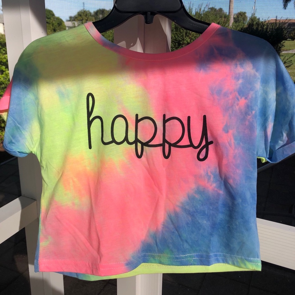 Tie Dye Happy Crop Top